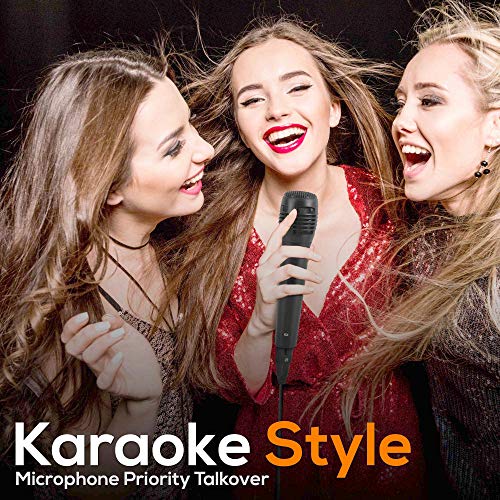 Pyle Bluetooth Speaker & Microphone System - Portable Stereo Karaoke Speaker with Wired Mic, Built-in LED Party Lights, MP3/USB, FM Radio (6.5’’ Subwoofers, 500 Watt MAX) (PPHP266B.5) - color: Multi-Color, style: 500W
