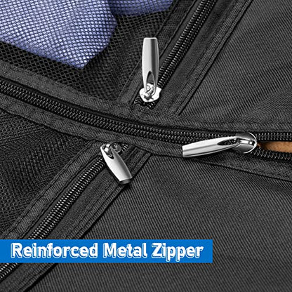 MISSLO 43" Heavy Duty Garment Bags for Travel 6" Gusseted Suit Bags for Closet Storage 4 Handles Hanging Clothes Bag with Pocket Mens Suit Cover for Shirts, Coats, Dresses - size: 43 inch