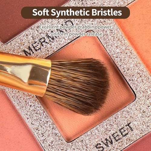 MAANGE 14-Piece Makeup Brush Set with Aluminum Ferrule- Premium Synthetic Makeup Brushes Kit Foundation Powder Brush Eye Shadow for Beginners & Professionals(Gold Coffee) - color: Gold Coffee
