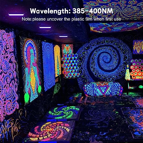 150W LED Black Light 2 Pack, Black Lights for Glow Party, Ultra Thin Black Lights Flood Lights with On/Off Switch, Glow in The Dark, for Party, Halloween, Body Painting - style: 150W-2Pack