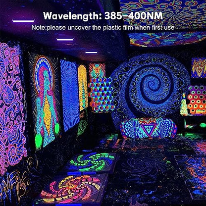150W LED Black Light 2 Pack, Black Lights for Glow Party, Ultra Thin Black Lights Flood Lights with On/Off Switch, Glow in The Dark, for Party, Halloween, Body Painting - style: 150W-2Pack