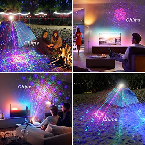 Chims Party Light RGB 33 Patterns with Red Starry Sky Music Activated Lights for Christmas Xmas Family Disco DJ Party Birthday Gift Outdoor Garden Camping Dance Show - color: RGB Magical Patterns plus Stars