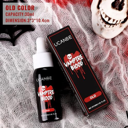 UCANBE Halloween Dripping Fake Blood Realistic Blood Drops Body Paint Washable Fake Blood Makeup Kit For Zombie Vampire Clown Monster Clothes Costume Cosplay SFX Special Effects Makeup 30ML(Old) - color: Old