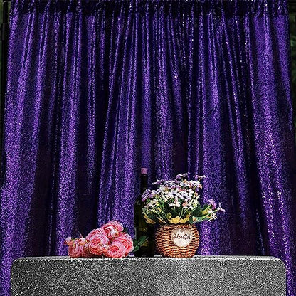JYFLZQ Purple Sequin Backdrop Curtains for Party 2ft x 4ft 1Panel - color: Purple, size: 2 ft x 8 ft - 4 Panels
