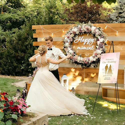 Easel Stand for Sign, 63" Portable Metal Floor Easel for Display with Carry Bag, Lightweight Foldable Tripod Easel Stand for Wedding Sign Poster Art Painting, Adjustable Height, Holds 5 lbs, Black (1)