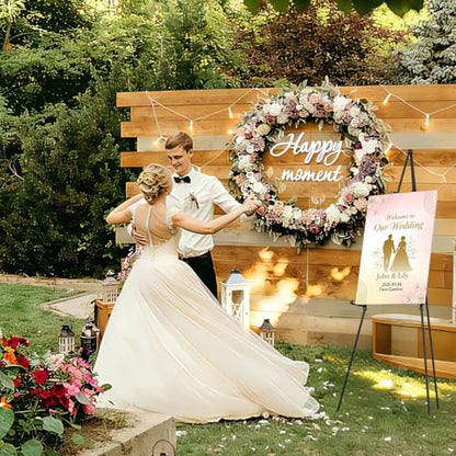 Easel Stand for Sign, 63" Portable Metal Floor Easel for Display with Carry Bag, Lightweight Foldable Tripod Easel Stand for Wedding Sign Poster Art Painting, Adjustable Height, Holds 5 lbs, Black (1)