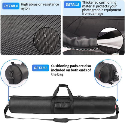 HEMMOTOP Tripod Case Bag All-Around Thick Padded Portable 39x8.3in -R10021 | Heavy Duty, Nylon, Hand-Held and Shoulder-Back, 2 Zippered Pockets, for Carrying Speaker Stand, Monopod, Fishing Pole - size: 39" L x 8.3" D
