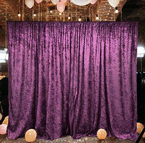 AK TRADING CO. 10 feet x 10 feet Lush Velvet Backdrop Drapes Curtains Panels with Rod Pockets - Wedding Ceremony Party Home Window Decorations - Plum - color: Plum