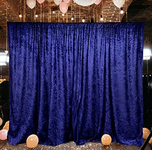 AK TRADING CO. 10 feet x 10 feet Lush Velvet Backdrop Drapes Curtains Panels with Rod Pockets - Wedding Ceremony Party Home Window Decorations - Navy Blue - color: Navy Blue
