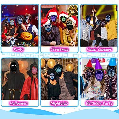 Depointer Life New Led Mask with Rechargeable Bluetooth-compatible App Controlled, Customizable Shining Mask, LED Lighted Face Transforming Masks For unisex-Adult - style: New-rechargeable