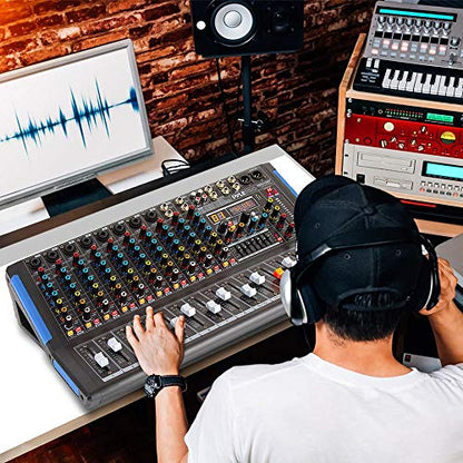 Pyle 6-Channel Console Style Audio Mixer with Bluetooth - DJ Sound Controller, 4 XLR / Combo Inputs, Sub Out, +48V Phantom, USB-A In, 16 DSP Effects, MP3 Player, 7-Band EQ - PMXU67BT - style: 6 Channel Pro