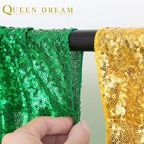 Green Sequin Backdrop Curtains 2 Panels 2FTx8FT Christmas Party Backdrop | Glitter Birthday Bridal Wedding Curtains Sparkle Photo Backdrop, Sparkly 3MM sequins with 4 inch rod pockets - color: Dark Green, size: 2 pcs-2ftx8ft