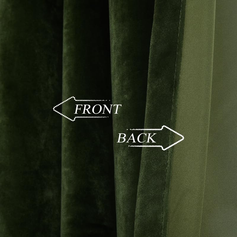 Roslynwood Velvet Moss Green Curtain 63 inch Long - Curtains Room Darkening Thermal Insulated Rod Pocket Window Panels Drapes for Bedroom/Living Room,W52 x L63, 2 Panels - color: Moss Green, size: 52"W x 63"L (Pack of 2)