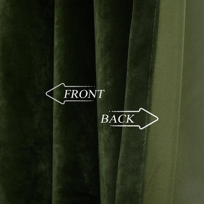 Roslynwood Velvet Moss Green Curtain 63 inch Long - Curtains Room Darkening Thermal Insulated Rod Pocket Window Panels Drapes for Bedroom/Living Room,W52 x L63, 2 Panels - color: Moss Green, size: 52"W x 63"L (Pack of 2)