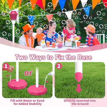 Infowush Bubble Machine for Kids, Automatic Standing Bubble Maker Machine | Height Adjustable Up to 47 Inches, Outdoor Battery Bubble Machine with Light/Music for Toddlers, Birthday Party Gifts (Red) - color: Red