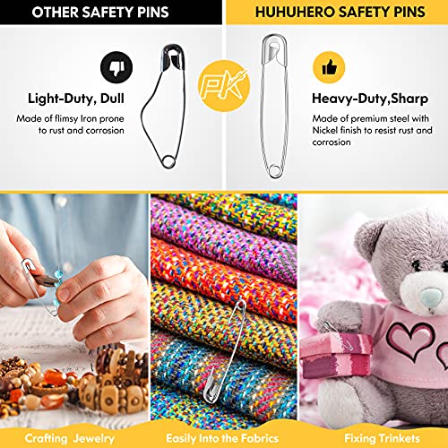 Huhuhero 160Pcs Safety Pins, Large & Small Safety Pins for Clothes Sewing - color: Silver, size: 5 Different Size, 160 Pack