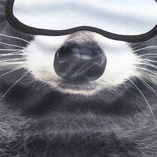 WTACTFUL 3D Animal Ears Balaclava, Breathable Face Mask for Halloween | Stand-Up Ears, Windproof Dustproof, Quick-Dry, No Fade Print, Soft, for Music Festivals Raves Ski Snowboard Moto Party - color: Racoon Meb-16