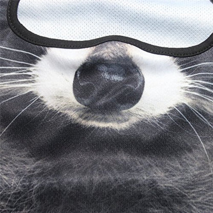 WTACTFUL 3D Animal Ears Balaclava, Breathable Face Mask for Halloween | Stand-Up Ears, Windproof Dustproof, Quick-Dry, No Fade Print, Soft, for Music Festivals Raves Ski Snowboard Moto Party - color: Racoon Meb-16