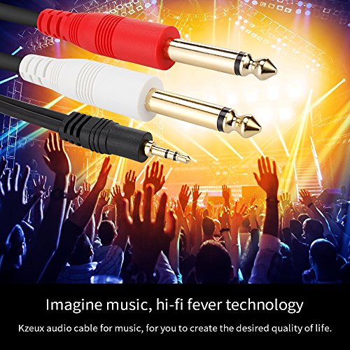 1/8 TRS to Dual 1/4 Audio Cable, 3.5mm TRS to 6.35mm Dual 1/4 TS Mono Y Splitter Audio Cable Adapter for SMA rtphone, Computer, Mixer, Amplifier Speaker, Home Stereo System (5FT) - size: 6FT
