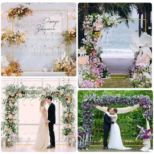 Wokceer Square Wedding Arch Backdrop Stand Gold Metal Arch 7.2FT x 6.6FT - color: Gold, size: 7.2FT x 6.6FT