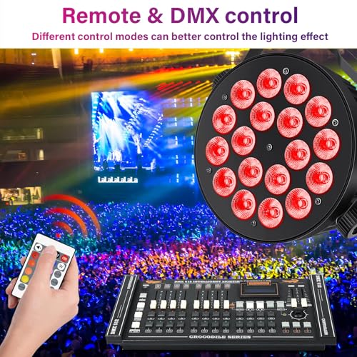 LED Par Lights DMX,90W RGBW 4IN1 LED Stage Par Lights Stage DJ Par Can Light Sound Activated Auto Play by Remote&DMX Control for Events Wedding Party DJ Stage Live Show 2 Pack
