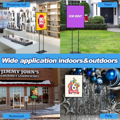 2 Pcs 22" x 28" Twin Pole Bulletin Sign Holder Floor Stand Heavy Duty Floor Standing Poster Display Stand Black Display Poster Holder with Rectangular Base for Outdoor Indoor Store Business - size: 22 x 28 Inch