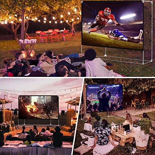 Projector Screen and Stand 150 inch 16:9 HD 4K Large Outdoor Projector Screen Portable Projection Movie Screen with Carry Bag for Home Theater Backyard Cinema Travel Foldable Anti Crease Windproof - size: 150 inch
