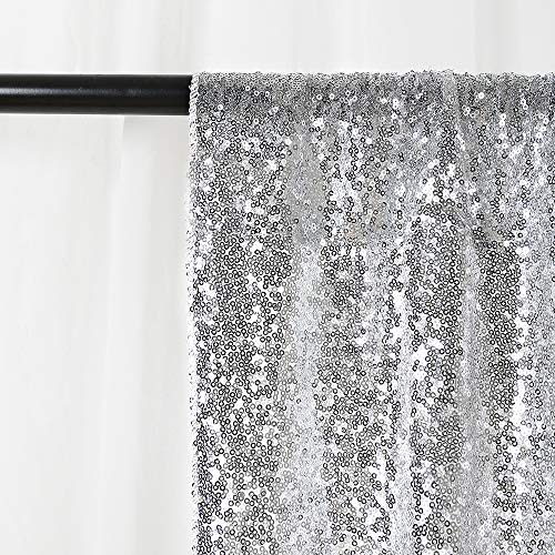 8ft x 8ft Silver Sequin Backdrop CurtainBackdrop for Wedding Birthday - color: Silver, size: 8ft x 8ft