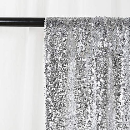 8ft x 8ft Silver Sequin Backdrop CurtainBackdrop for Wedding Birthday - color: Silver, size: 8ft x 8ft