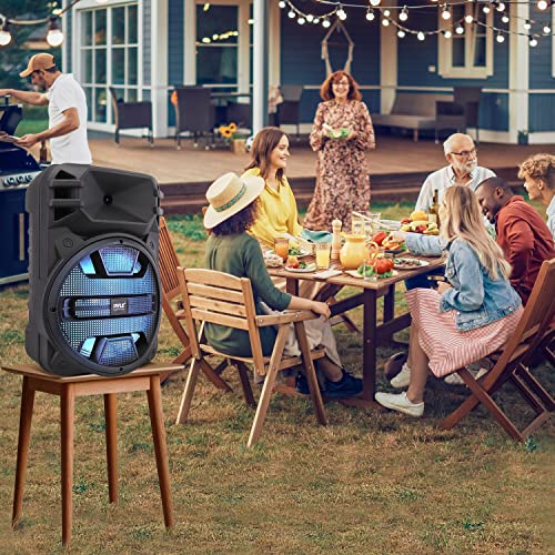 Pyle 12'' Portable Bluetooth Speaker System - 800 Watts - Karaoke Speaker w/ Latest DJ LED Lights, USB/FM/BT/Aux/Remote Control/Mic Inputs & Built-in Rechargeable Battery PPHP1243B - style: 800 Watts