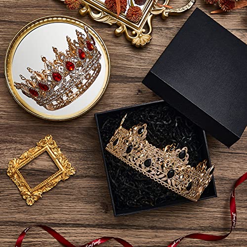 4 Pcs Prom King Queen Crowns Gold, M, Red Diamond | Gold Tiaras with AB Diamond Stones, Sashes Included, Royalty Crowns for Homecoming Birthday Halloween Wedding Party Costume - color: Red Diamond