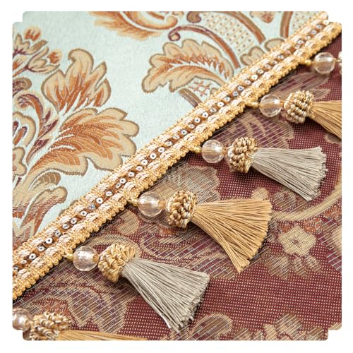 Leeva Royal European Waterfall Valance Curtains - Deluxe Sky Blue Swag with Rope Tassels, 79-Inch Wide Damask Jacquard Valances for Living Room, Rod Pocket Top - color: *Blue, size: 79"W x 45"L (Pack of 1)