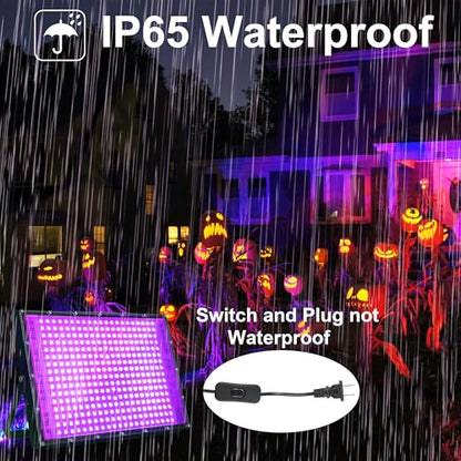 2 Pack 300W Blacklight 336 LEDs, UV Lamp Black Lights for Glow Party, 395nm, IP65 Outdoor Black Light Fixture for Halloween, Glow in The Dark Party, Fluorescent Poster Tapestry, Body Painting