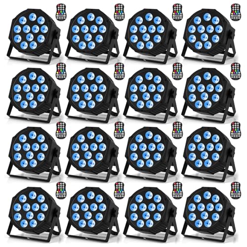 Rechargeable Par Lights, RGBW LED Uplights Battery Powered Stage Light, HOLDLAMP Par Can DJ Lights Sound Activated with Remote & DMX Control for Festival Party Event Wedding Bar. - size: 16 Packs