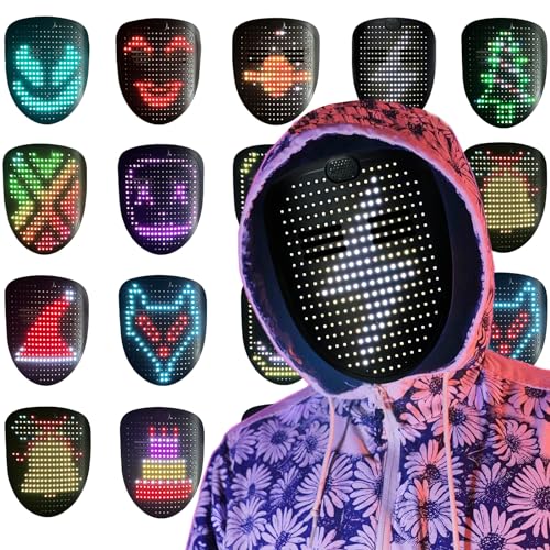 Depointer Life LED Mask Gesture Sensing Light up Mask Cool Gifts for Kids | Halloween Costumes,Christmas,Boy Gifts,Coolest Gifts,Trunk or Treat,USB-C Rechargeable,Suitable for Adults And Children - style: Music Mask Rechargeable