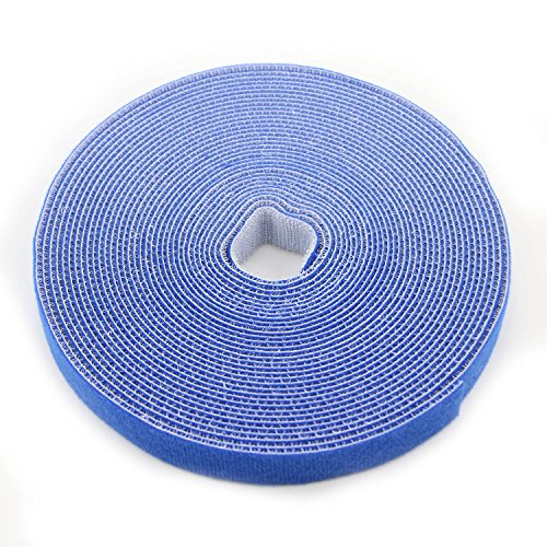 Reusable Fastening Tape Cable Ties 3/4 Inch Double Side Hook Roll (10 Yard, Blue) - color: Blue, size: 10 Yard