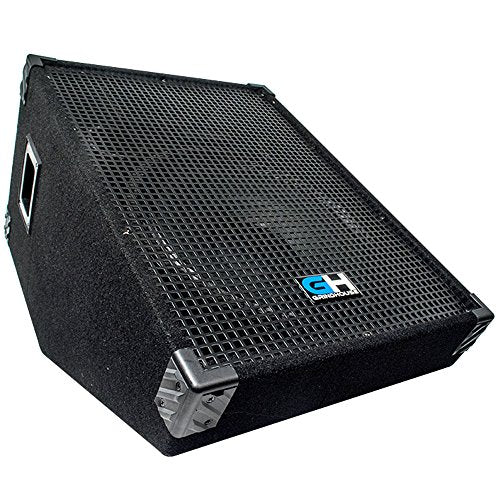 Grindhouse Speakers - GH15M - 15 Inch Passive Wedge Floor / Stage Monitor 400 Watts RMS - PA/DJ Stage, Studio, Live Sound 10 Inch Monitor - size: Single