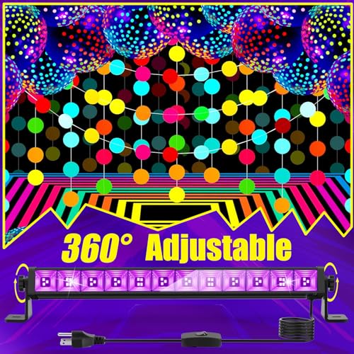 45W LED Black Light Bar, Blacklight with 6.6ft Cord+Switch, Light Up 26x26ft, Glow in The Dark for Halloween, Party, Birthday, Body Paint, Fluorescent Poster, Bedroom