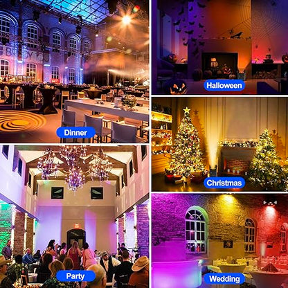 Par Light 6x18W RGBWA+UV WiFi Stage Light with Mobile Phone APP Control for Wedding Party DJ Lights (Black)