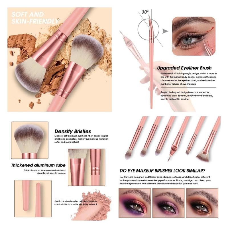 HGHDBT 36Pcs Pink Makeup Brushes Set Professional Makeup Kit Multi-functional Makeup Tool Set with Facial Makeup Accessories, Foundation Makeup Brush Kit Eye and Face Make up Brushes & Tools - color: Pink 36pcs