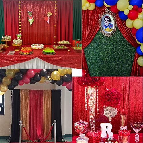 Red Sequin Backdrop Curtains Glitter Drapes 2FTx8F 2 Panels for Wedding Birthday Party Decorations Bridal Baby Shower Party Supplies Sparkly Photography Background | for Wedding Birthday Party Decorations Bridal Baby Shower Party Supplies Sparkly Photogra