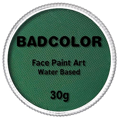 Dark Green Face Body Paint(30gm), Water Activated Face Painting Kit for Kids & Adults Party, Halloween Facepaint SFX Makeup Kit for Monster Witch Orcs Hulk Hunting Camo Costumes Cosplay - color: Dark Green