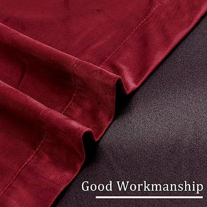 Hiasan Red Velvet Blackout Curtains 96 inches Long, 2 Panels, 42W x 96L - color: Wine Red, size: 42"W x 96"L (Pack of 2)