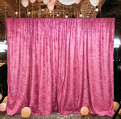 AK TRADING CO. 10 feet x 10 feet Lush Velvet Backdrop Drapes Curtains Panels with Rod Pockets - Wedding Ceremony Party Home Window Decorations - Fuchsia - color: Fuchsia