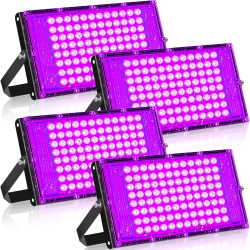4 Pack 100W LED Black Light for Glow Party, Waterproof Blacklight Halloween - size: 100W-4Pack