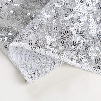 8ft x 8ft Silver Sequin Backdrop CurtainBackdrop for Wedding Birthday - color: Silver, size: 8ft x 8ft