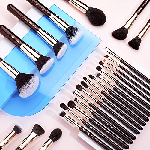 Jessup Makeup Brushes Set Professional, 25PCS Premium Natural Powder Foundation Eyeshadow Blending Concealer Blusher Highlight Labeled Brushes, T280 - color: Zinfandel