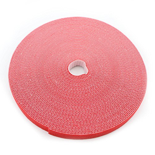 Reusable Fastening Tape Cable Ties 3/4 Inch Double Side Hook Roll (25 Yard, Red) - color: Red, size: 25 Yard