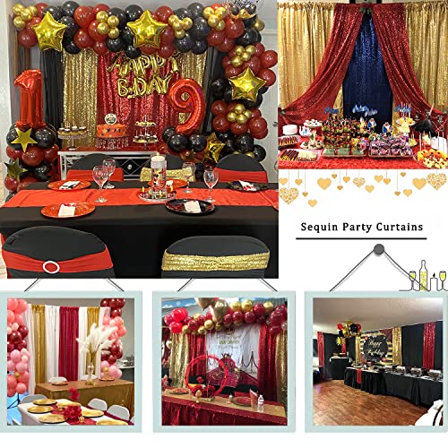 Sequin Backdrop Curtain 4 Panels 2FTx8FT Glitter Background Drapes Sparkle Photography Backdrop for Party Wedding Birthday Wall Decoration (Red× 2 and Gold×2) | Glitter Background Drapes, Sparkle Photography Backdrop, For Party Wedding Birthday, Wall Deco