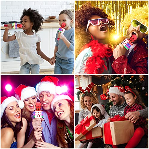 BlueFire 4 in 1 Karaoke Wireless Microphone with LED Lights, Portable Microphone for Kids, Great Gifts Toys for Kids, Girls, Boys and Adults (Red) - color: Red